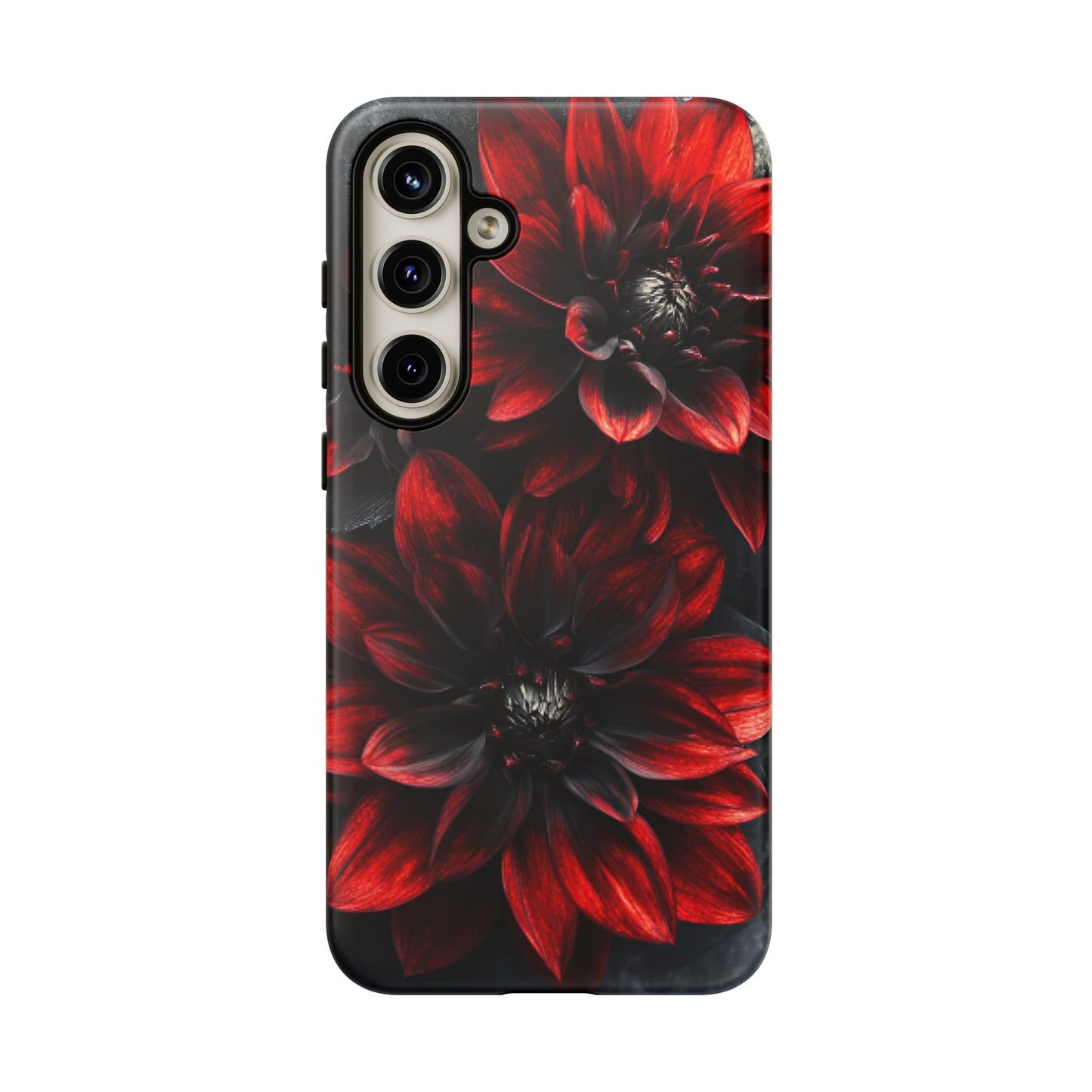 Black and Red Flower Phone Case - Gothic Dark Floral Phone Cases for iPhone 16 15 14 13 12 11, Samsung Galaxy & Google Pixel