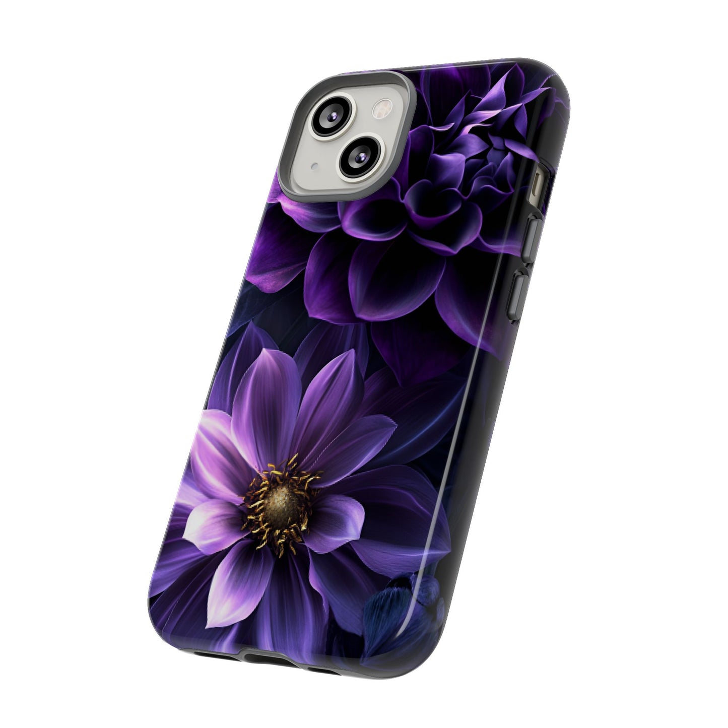 Black and Purple Flowers Phone Case - Dark Gothic Bloom Phone Cases for iPhone 16 15 14 13 12 11, Samsung Galaxy & Google Pixel