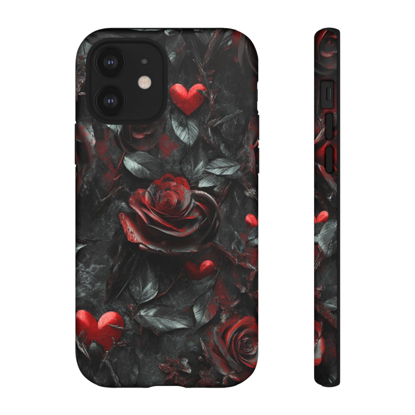 Gothic Valentine Phone Case - Dark Romance Roses and Hearts - iPhone 16 15 14 13 12 11, Samsung Galaxy & Google Pixel Phone Covers