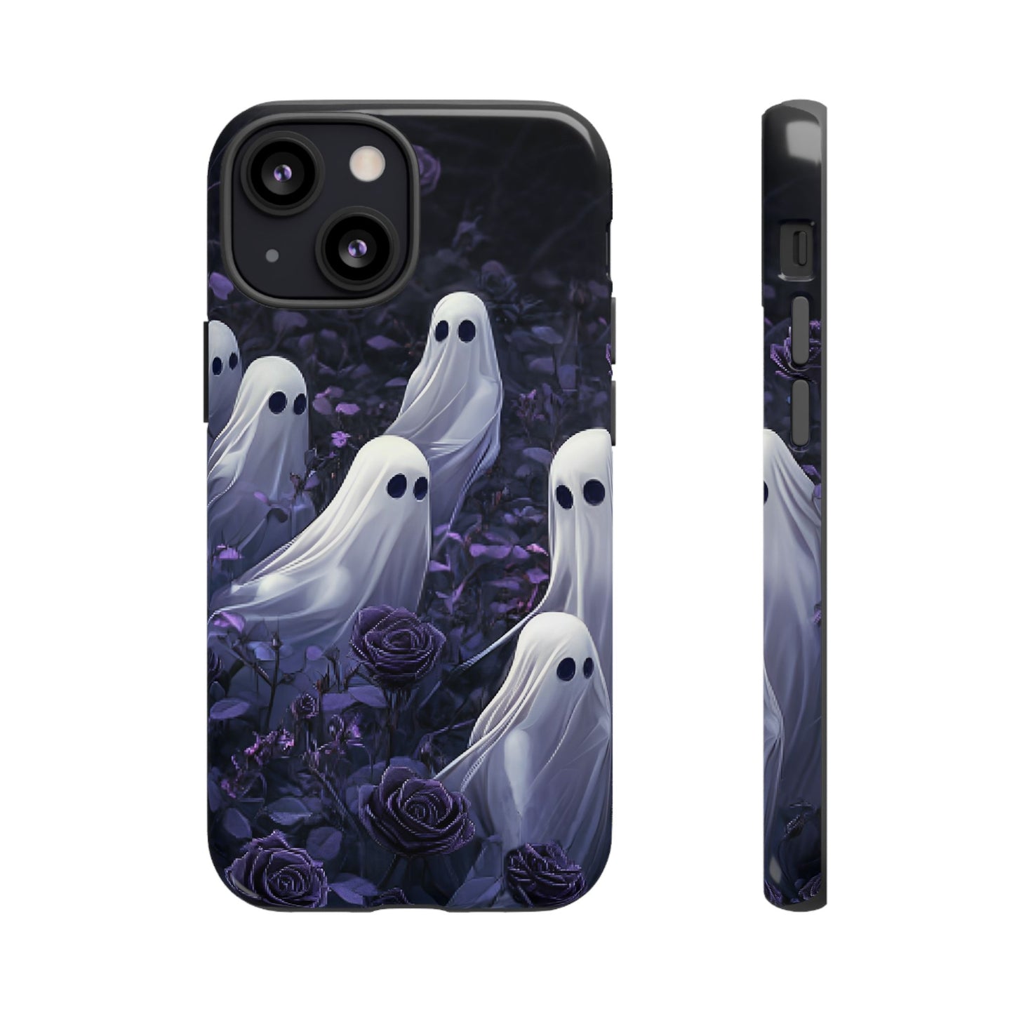 Halloween Phone Case - Ghosts in Purple Rose Garden for iPhone 16 15 14 13 12 11, Samsung Galaxy & Google Pixel Phone Covers