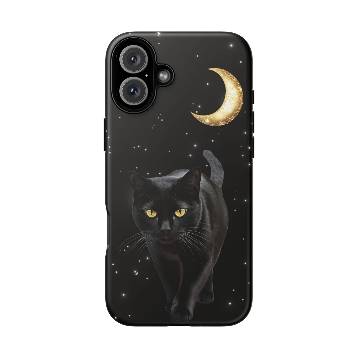 Black Cat and Moon Phone Case - Celestial Cat Lover Phone Cases for iPhone 16 15 14 13 12 11, Samsung Galaxy & Google Pixel