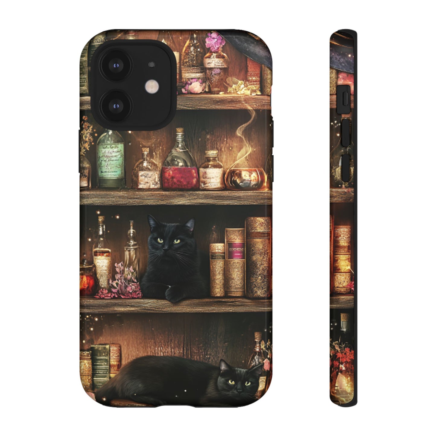 Witch Bookshelf Phone Case - Witchy Books Potions and Black Cats for iPhone 16 15 14 13 12 11, Samsung Galaxy & Google Pixel