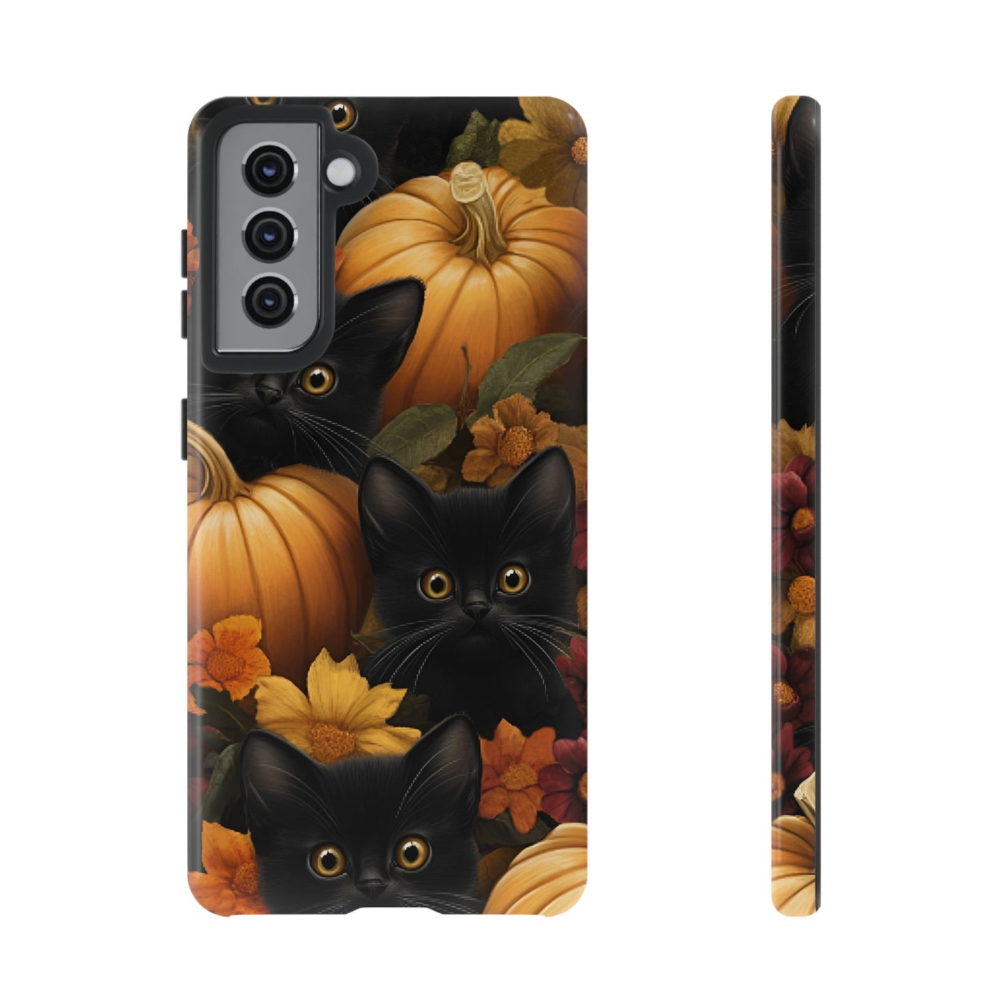 Black Cats and Pumpkins Phone Case - Cute Halloween Phone Cases for iPhone 16 15 14 13 12 11, Samsung Galaxy & Google Pixel