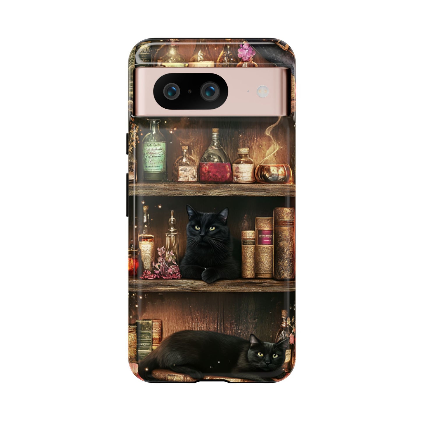 Witch Bookshelf Phone Case - Witchy Books Potions and Black Cats for iPhone 16 15 14 13 12 11, Samsung Galaxy & Google Pixel