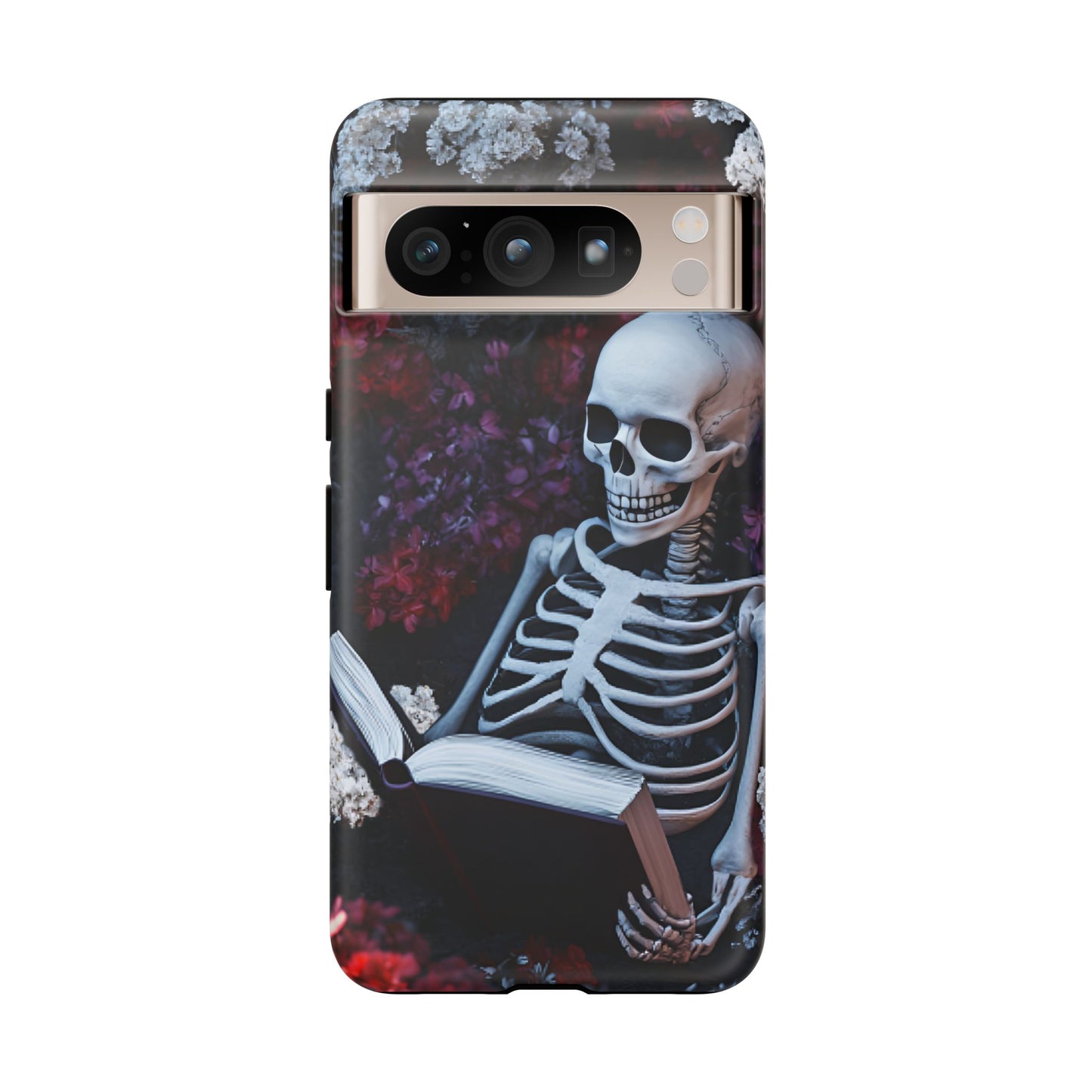 Skeleton Reading Book Phone Case - Bookish Halloween Phone Cases for iPhone 16 15 14 13 12 11, Samsung Galaxy & Google Pixel