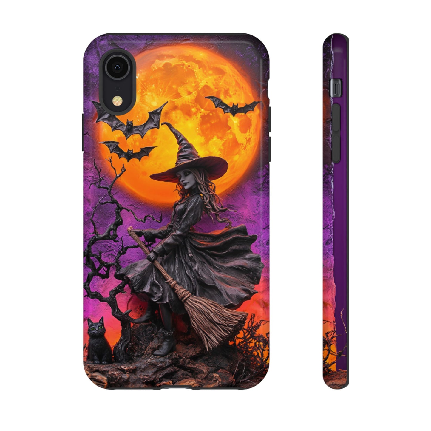 Witch and Bats Phone Case - Witchy Halloween Phone Cases - iPhone 16 15 14 13 12 11, Samsung Galaxy & Google Pixel Phone Covers - Boo and Bewear