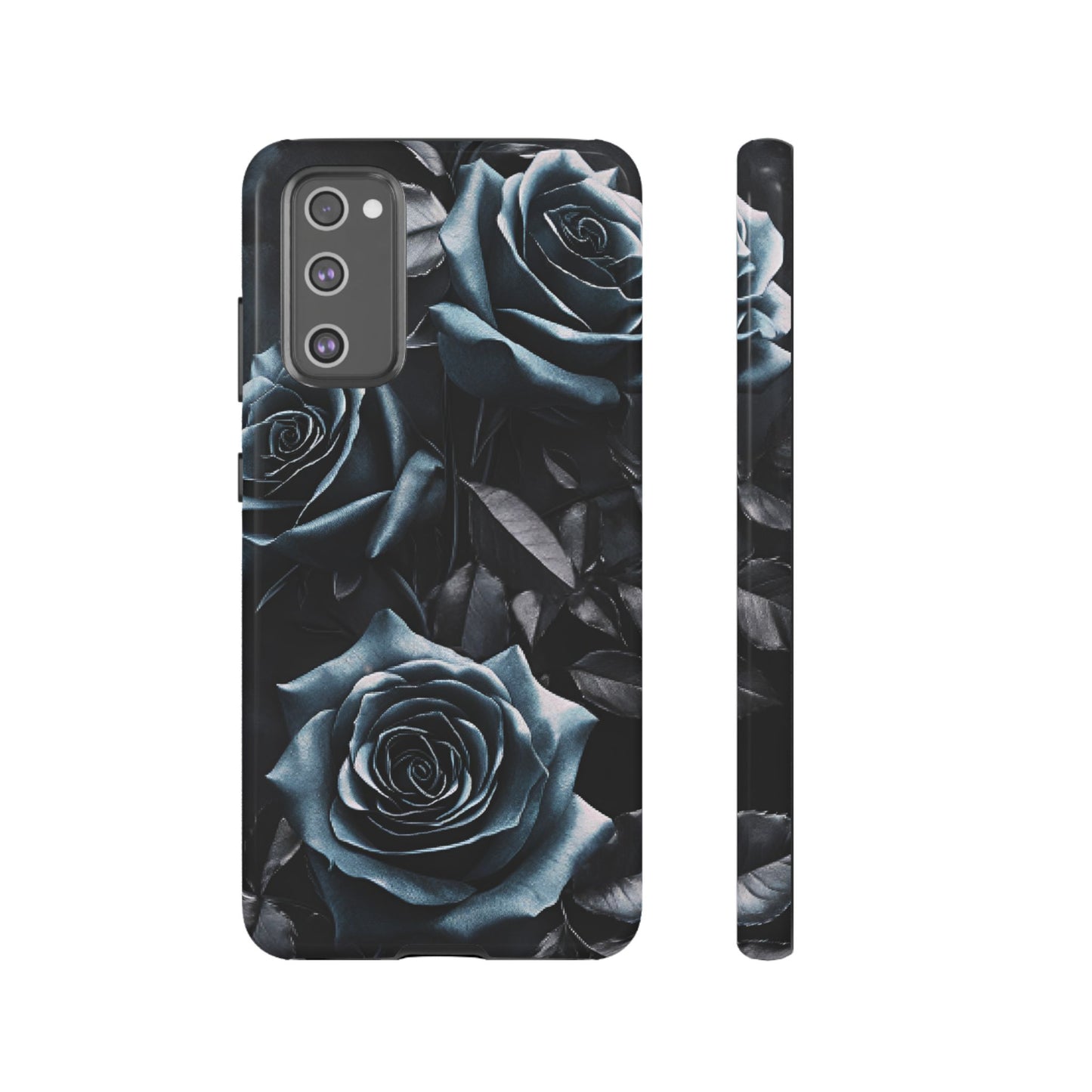 Black and Blue Roses Phone Case - Dark and Moody Gothic Flower Phone Cases - iPhone 16 15 14 13 12 11, Samsung Galaxy & Google Pixel Phone Covers