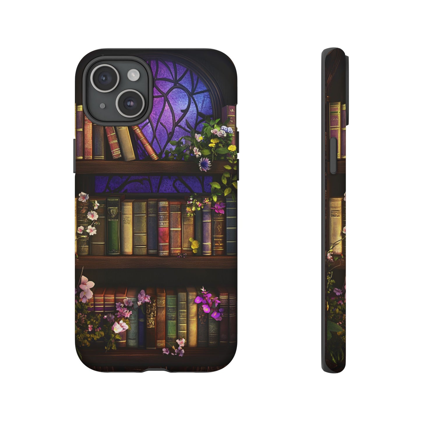 Bookshelf Phone Case - Dark Academia Stained Glass Phone Cases - iPhone 16 15 14 13 12 11, Samsung Galaxy & Google Pixel Phone Covers