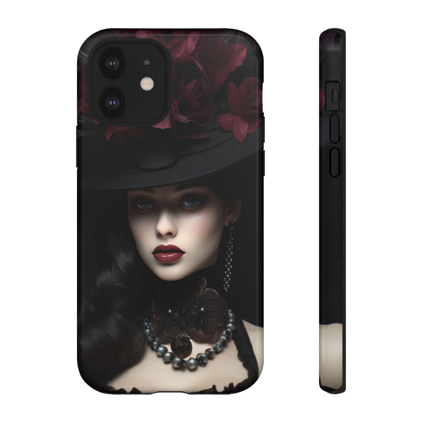 Victorian Goth Phone Case with Vintage Gothic Woman - iPhone 16 15 14 13 12 11, Samsung Galaxy & Google Pixel Phone Covers