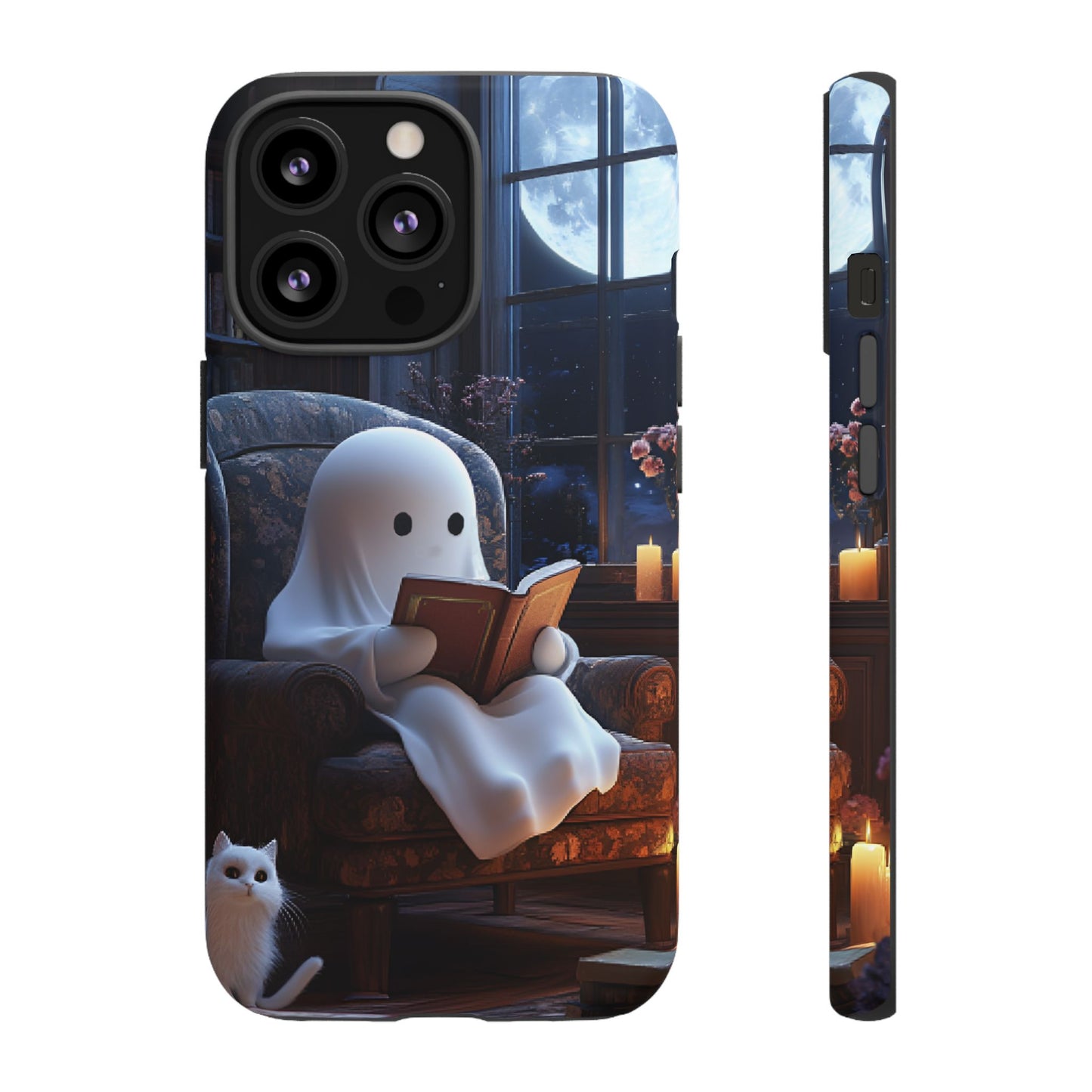 Ghost Reading Book Phone Case - Bookish Halloween Phone Cases for iPhone 16 15 14 13 12 11, Samsung Galaxy & Google Pixel