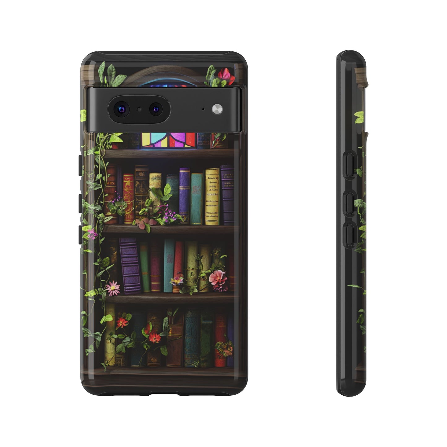 Bookshelf and Stained Glass Window Phone Case - Book Lover Phone Cases - iPhone 16 15 14 13 12 11, Samsung Galaxy & Google Pixel Phone Covers