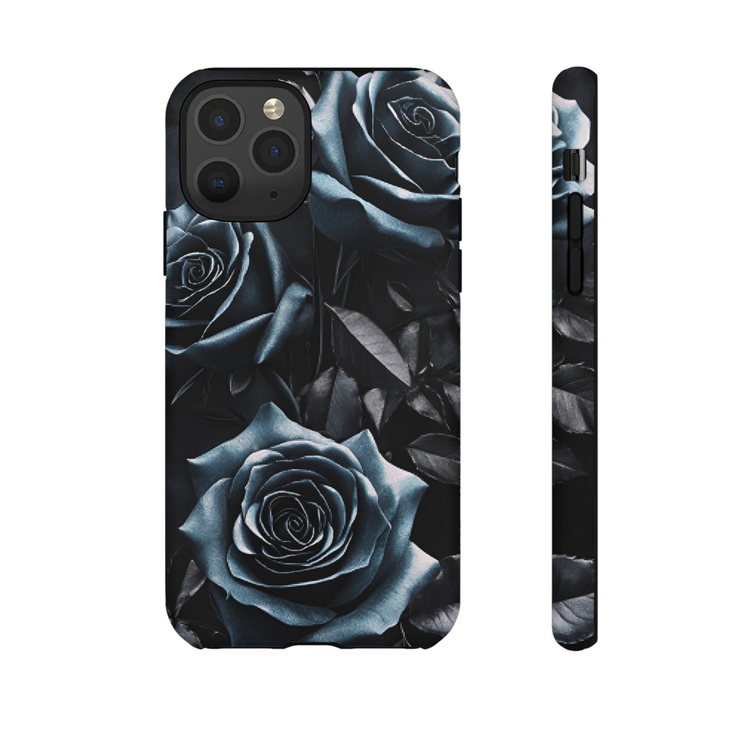 Black and Blue Roses Phone Case - Dark and Moody Gothic Flower Phone Cases for iPhone 16 15 14 13 12 11, Samsung Galaxy & Google Pixel