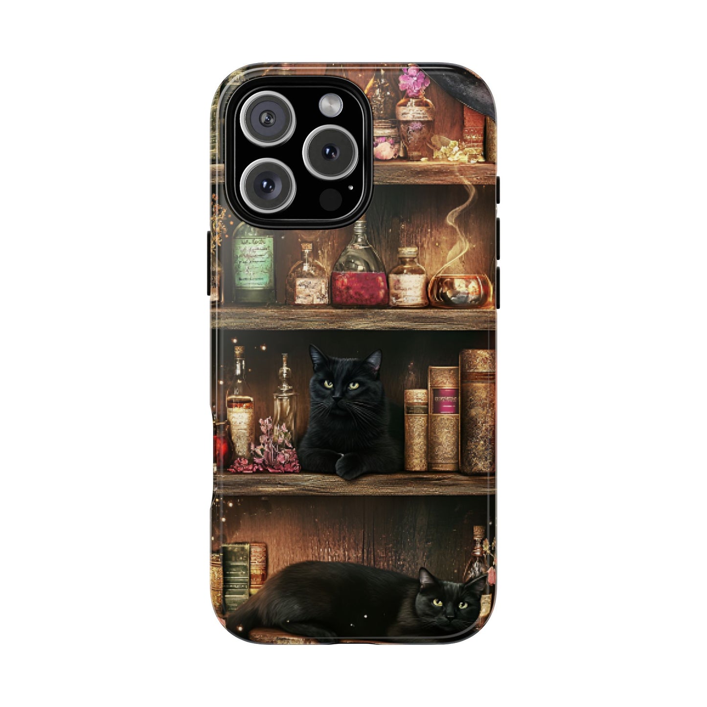 Witch Bookshelf Phone Case - Witchy Books Potions and Black Cats for iPhone 16 15 14 13 12 11, Samsung Galaxy & Google Pixel