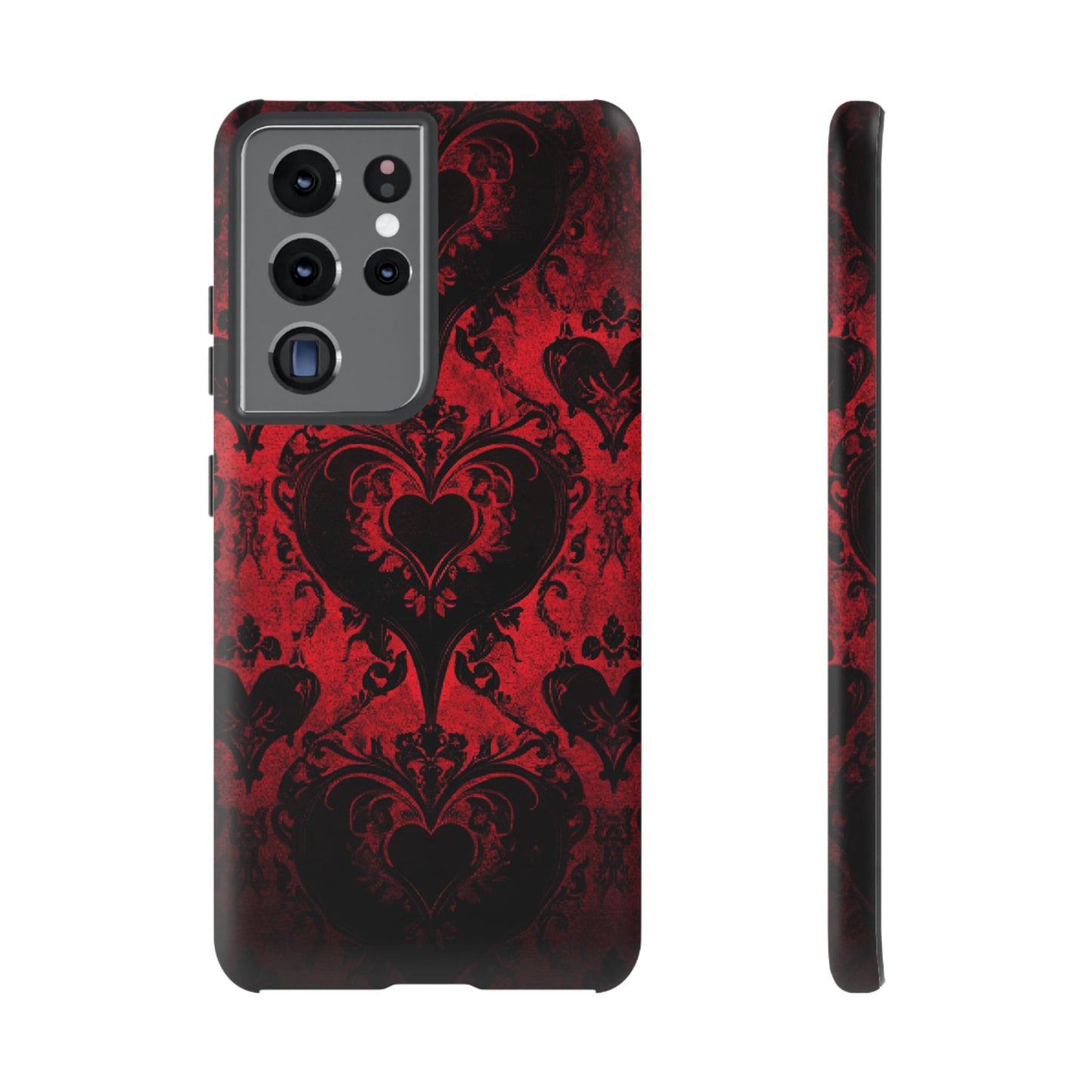 Gothic Dark Romance Phone Case - Black Hearts Phone Cover - iPhone 16 15 14 13 12 11, Samsung Galaxy & Google Pixel Phone Covers