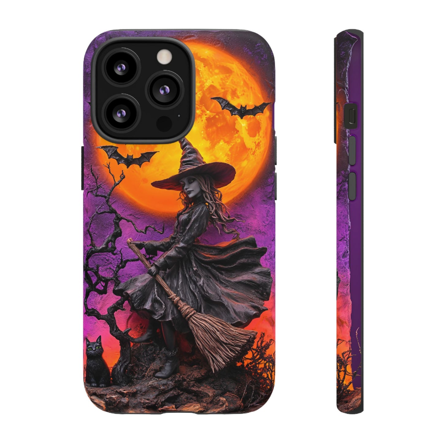 Witch and Bats Phone Case - Witchy Halloween Phone Cases for iPhone 16 15 14 13 12 11, Samsung Galaxy & Google Pixel