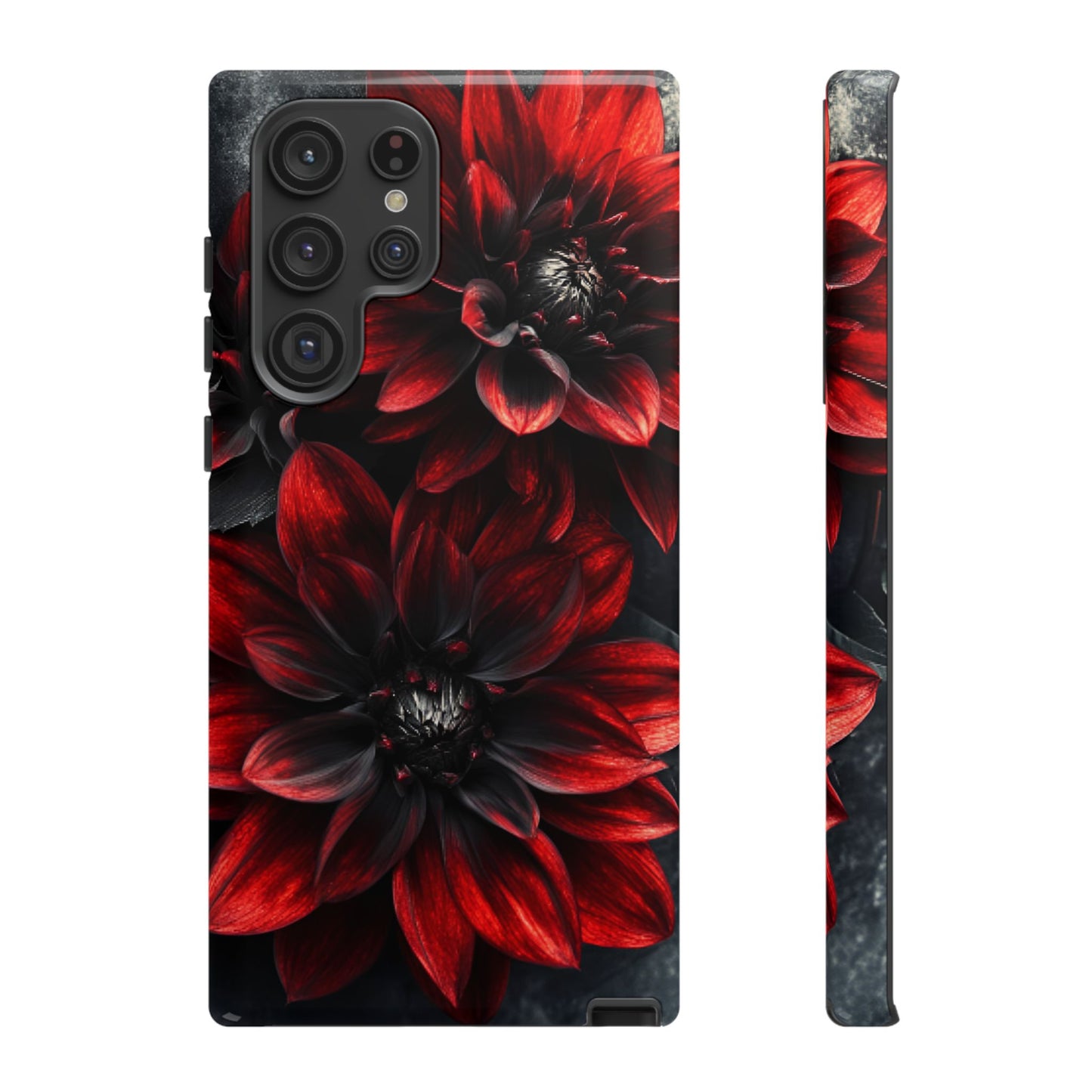 Black and Red Flower Phone Case - Gothic Dark Floral Phone Cases - iPhone 16 15 14 13 12 11, Samsung Galaxy & Google Pixel Phone Covers