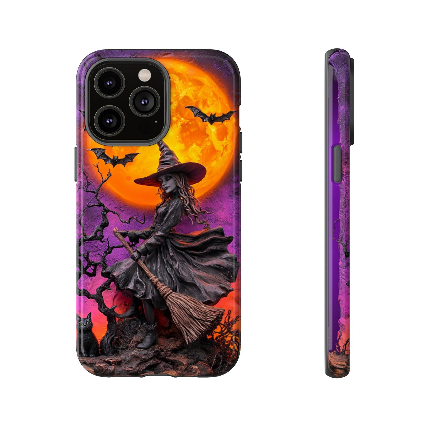 Witch and Bats Phone Case - Witchy Halloween Phone Cases for iPhone 16 15 14 13 12 11, Samsung Galaxy & Google Pixel