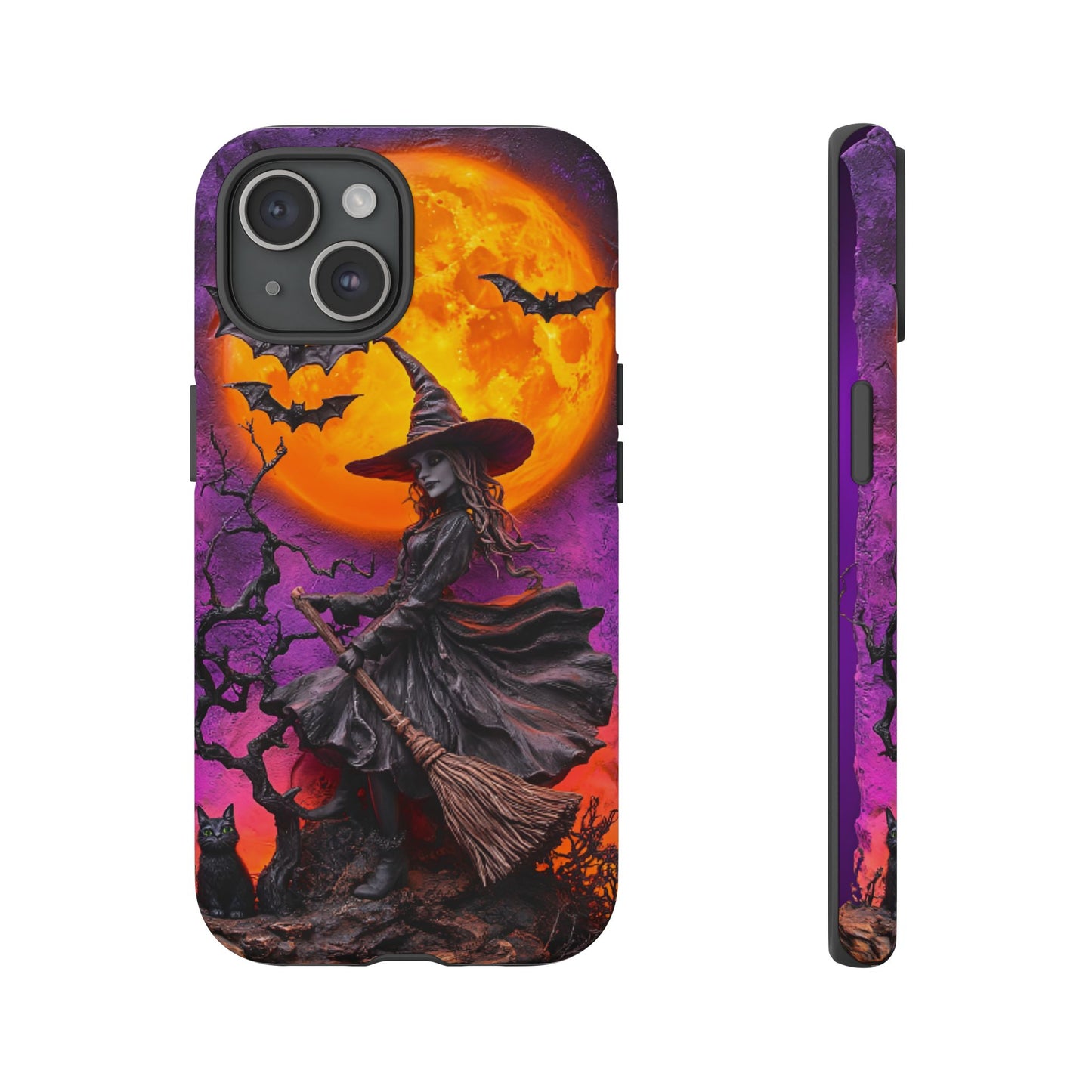 Witch and Bats Phone Case - Witchy Halloween Phone Cases for iPhone 16 15 14 13 12 11, Samsung Galaxy & Google Pixel