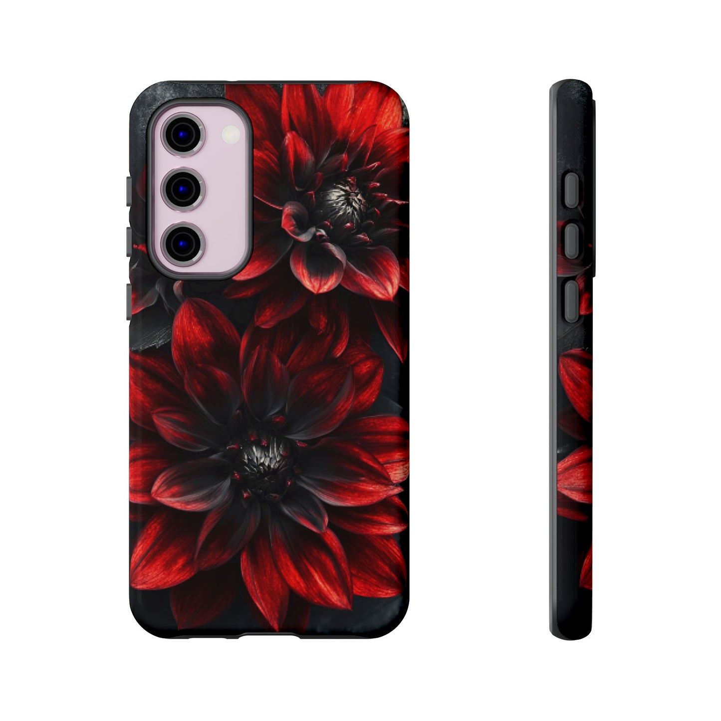 Black and Red Flower Phone Case - Gothic Dark Floral Phone Cases - iPhone 16 15 14 13 12 11, Samsung Galaxy & Google Pixel Phone Covers