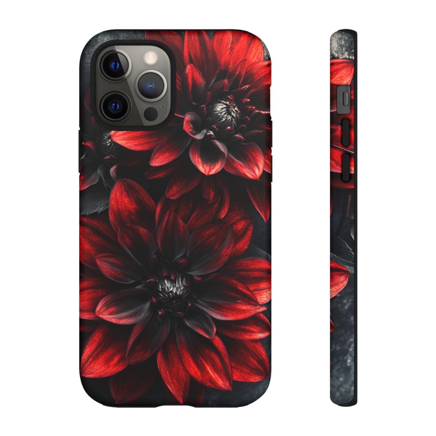 Black and Red Flower Phone Case - Gothic Dark Floral Phone Cases for iPhone 16 15 14 13 12 11, Samsung Galaxy & Google Pixel