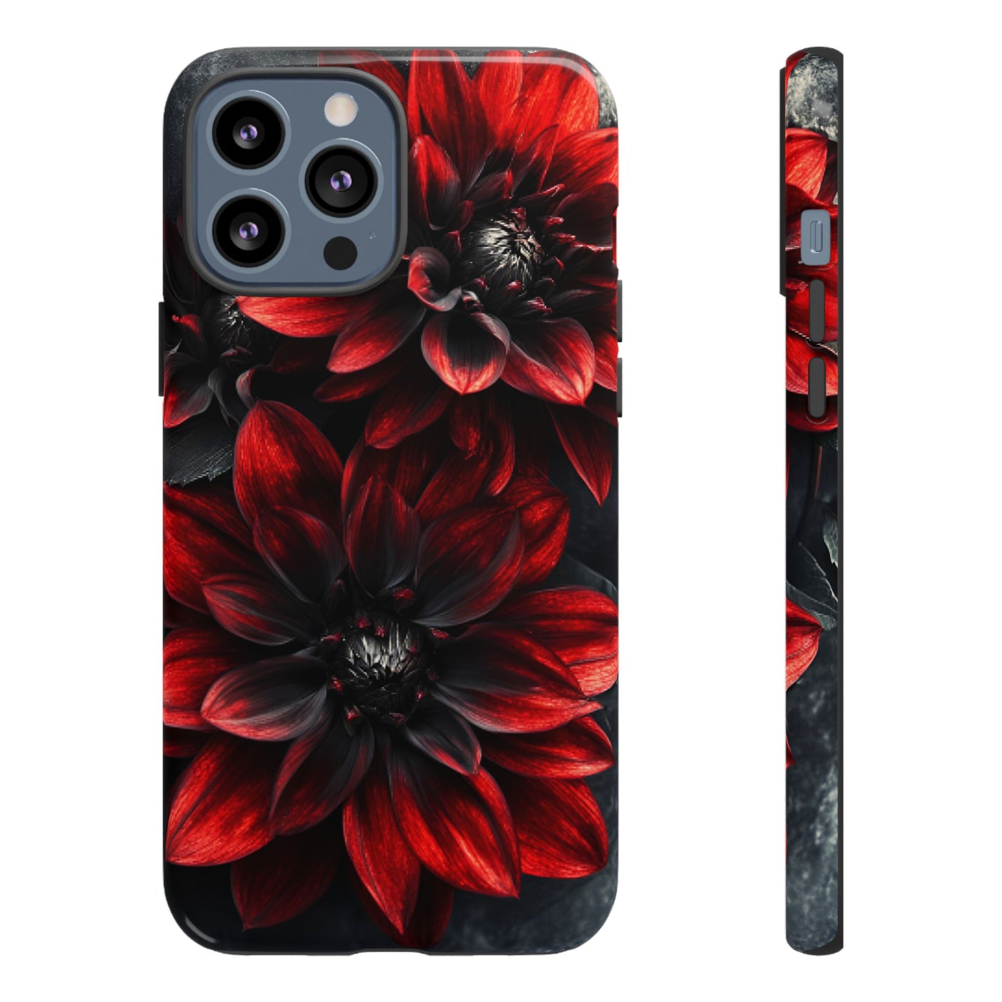 Black and Red Flower Phone Case - Gothic Dark Floral Phone Cases for iPhone 16 15 14 13 12 11, Samsung Galaxy & Google Pixel