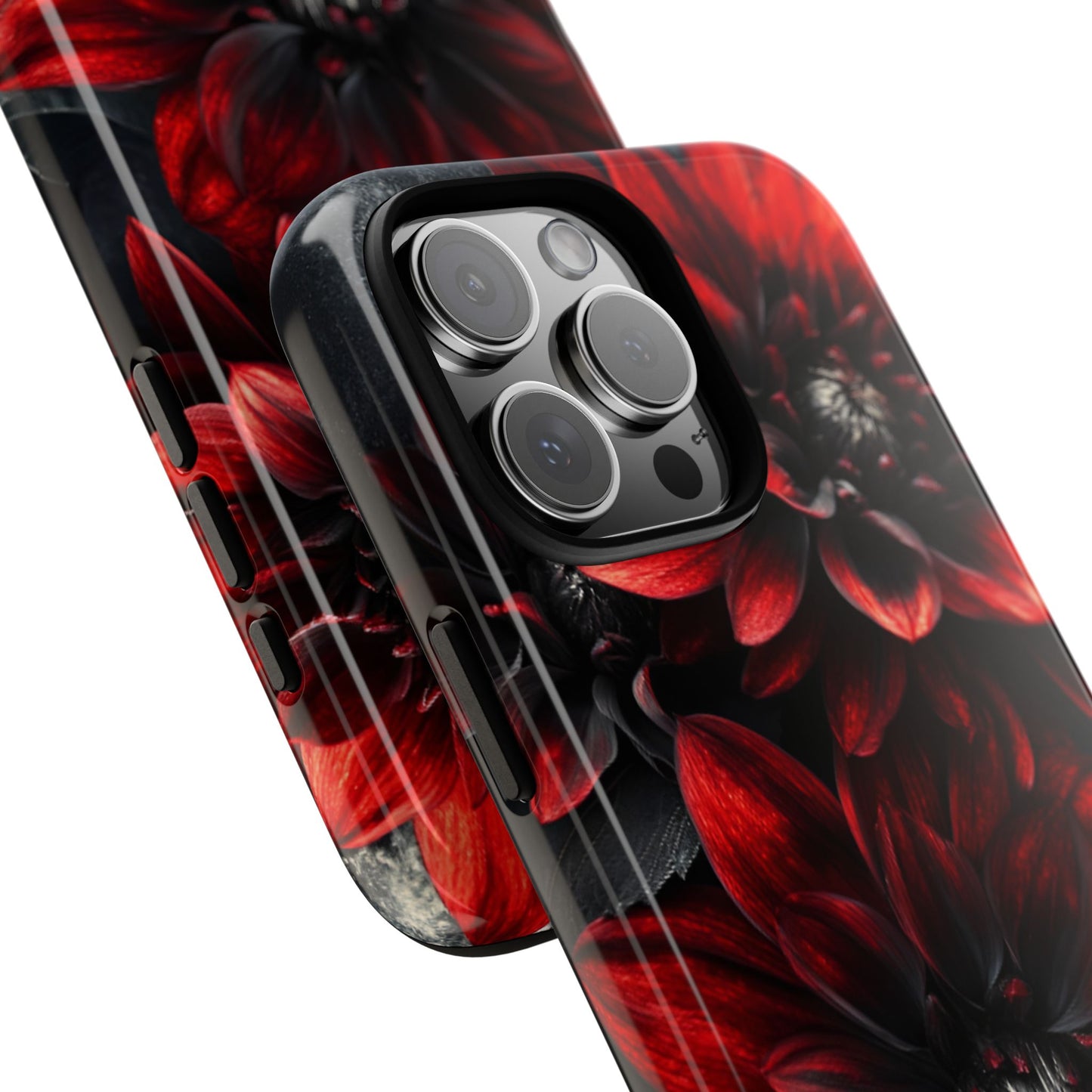 Black and Red Flower Phone Case - Gothic Dark Floral Phone Cases - iPhone 16 15 14 13 12 11, Samsung Galaxy & Google Pixel Phone Covers