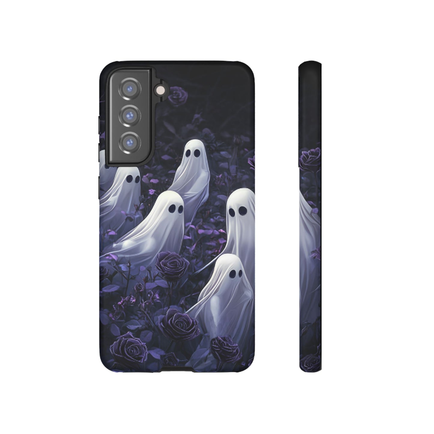 Halloween Phone Case - Ghosts in Purple Rose Garden for iPhone 16 15 14 13 12 11, Samsung Galaxy & Google Pixel Phone Covers