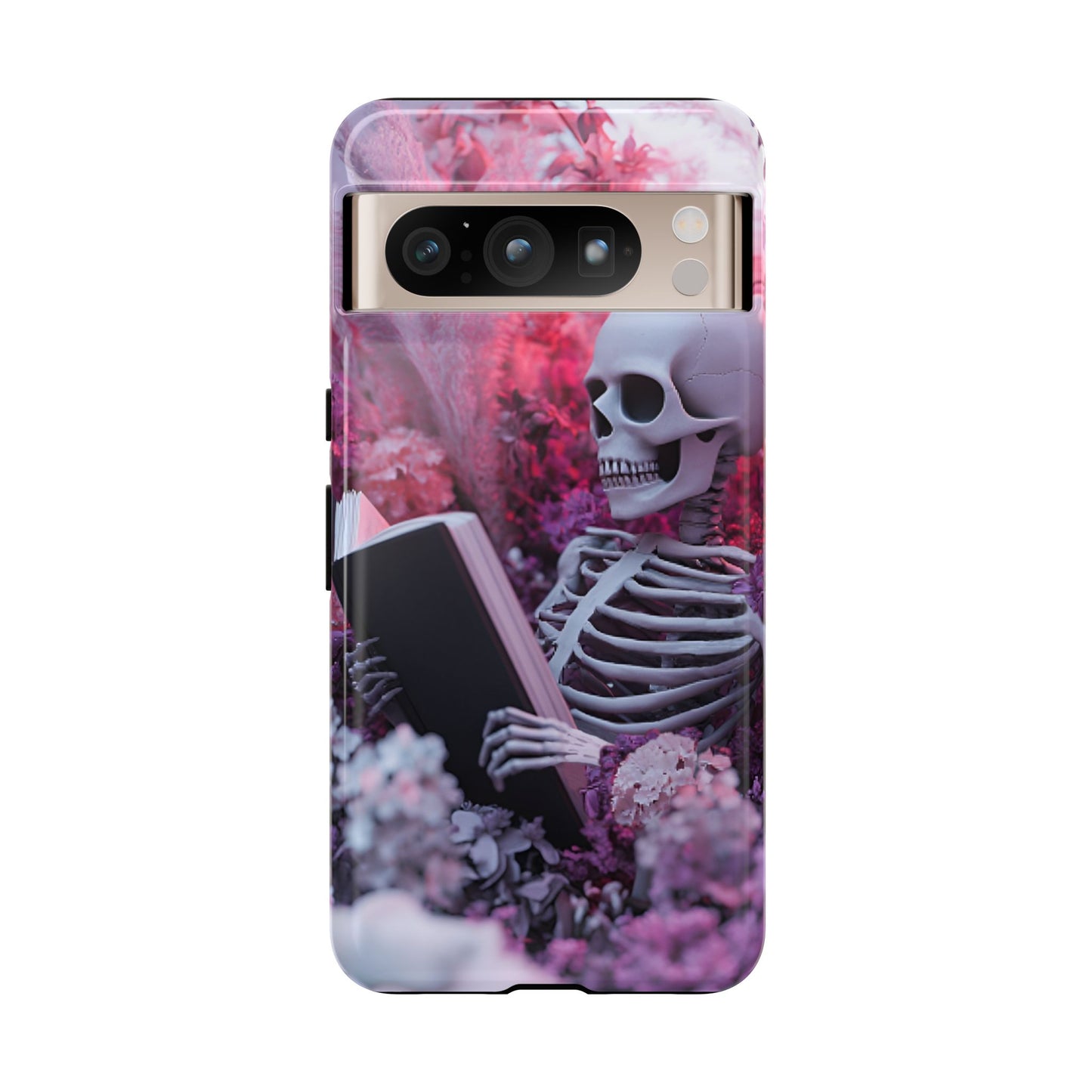 Bookish Skeleton Phone Case - Spooky Floral Halloween Phone Cases for Phone 16 15 14 13 12 11, Samsung Galaxy & Google Pixel