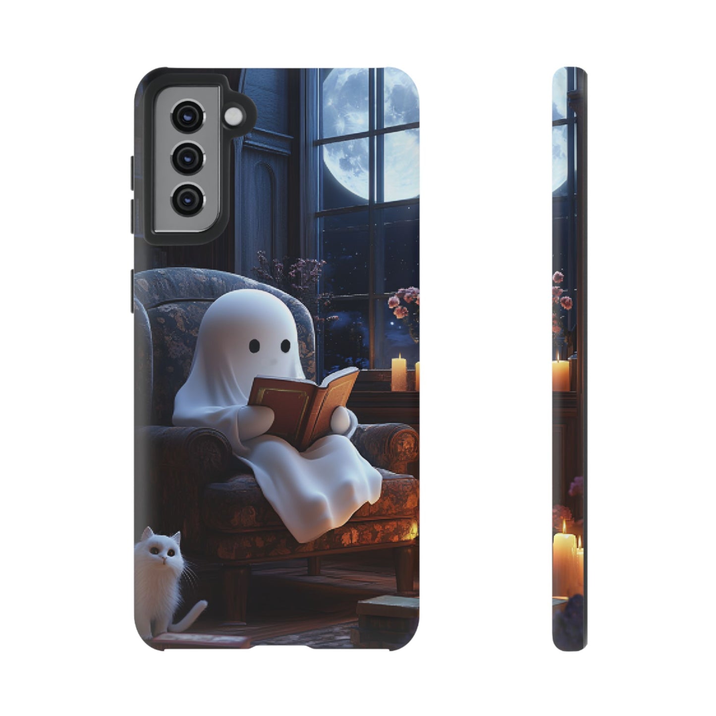 Ghost Reading Book Phone Case - Bookish Halloween Phone Cases for iPhone 16 15 14 13 12 11, Samsung Galaxy & Google Pixel