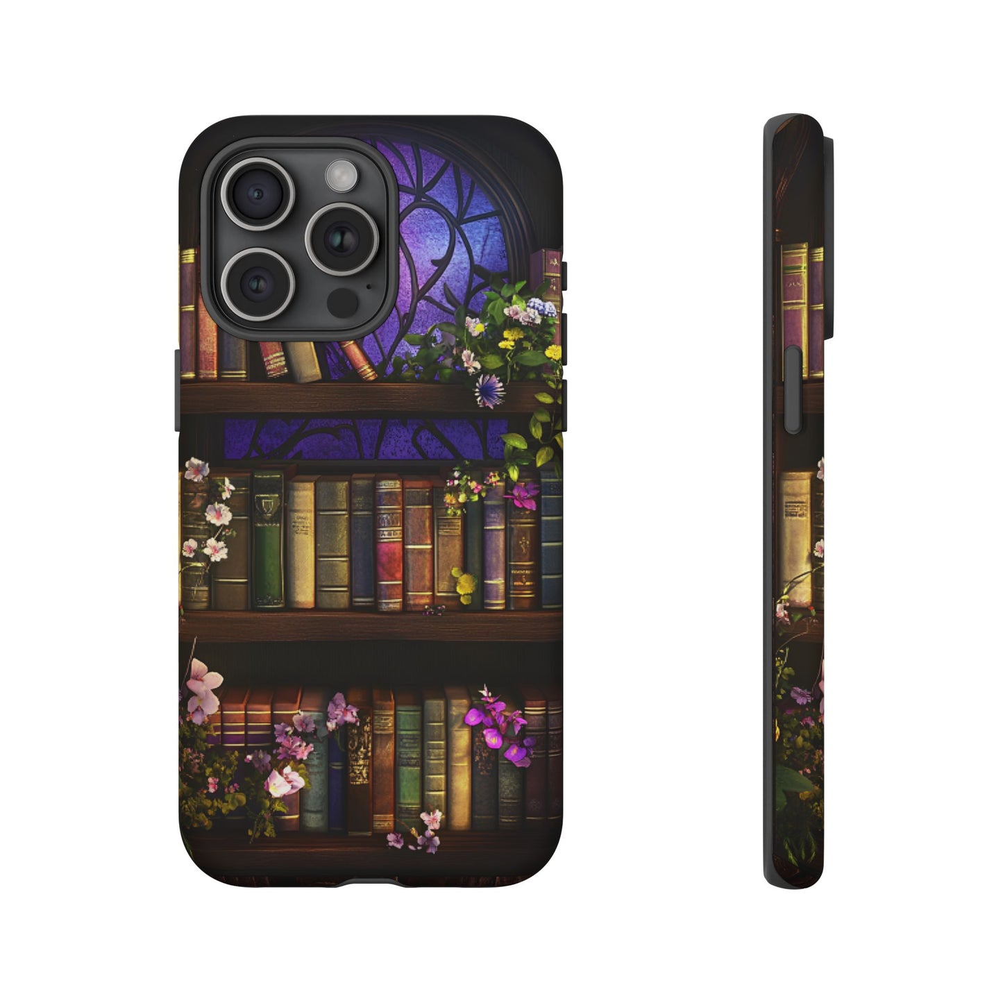 Bookshelf Phone Case - Dark Academia Stained Glass Phone Cases - iPhone 16 15 14 13 12 11, Samsung Galaxy & Google Pixel Phone Covers