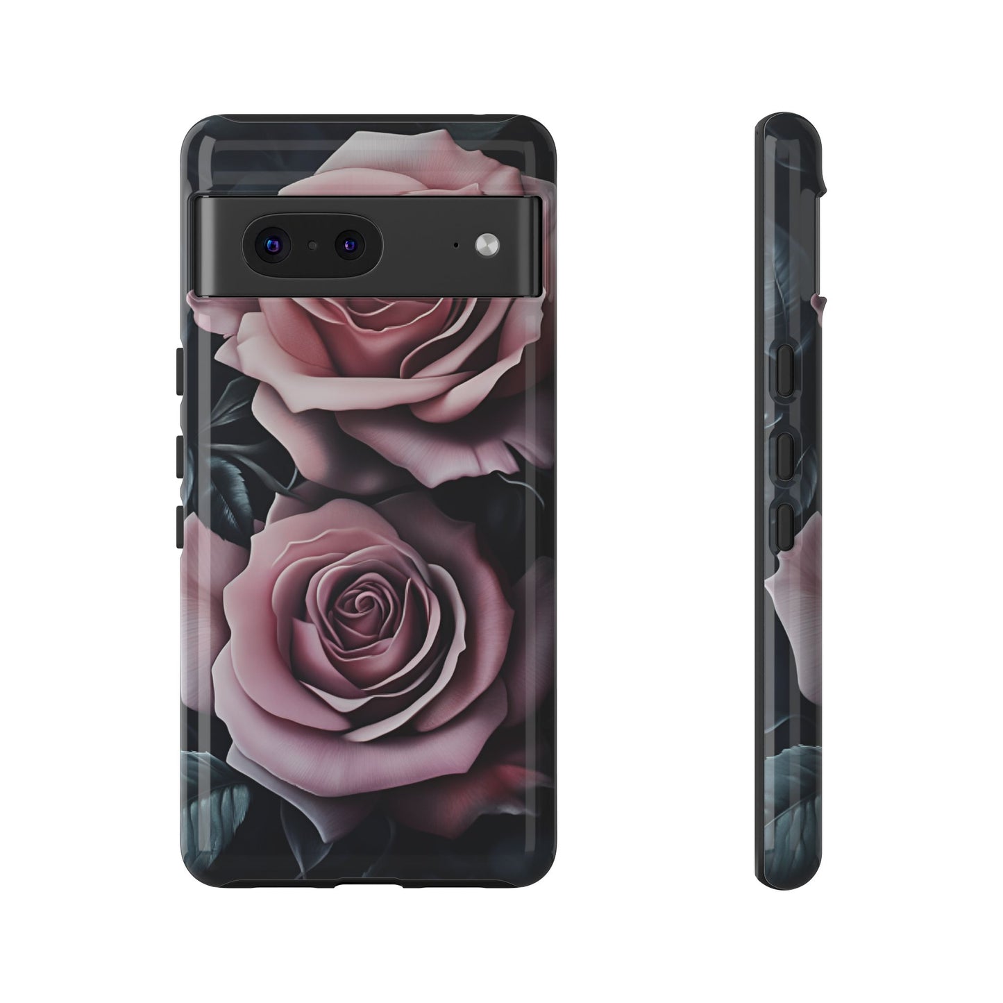 Pastel Goth Roses Phone Case - Gothic Black and Pink Flowers Phone Cases - iPhone 16 15 14 13 12 11, Samsung Galaxy & Google Pixel Phone Covers