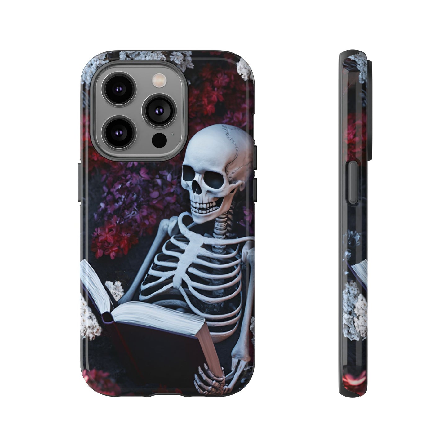 Skeleton Reading Book Phone Case - Bookish Halloween Phone Cases - iPhone 16 15 14 13 12 11, Samsung Galaxy & Google Pixel Phone Covers