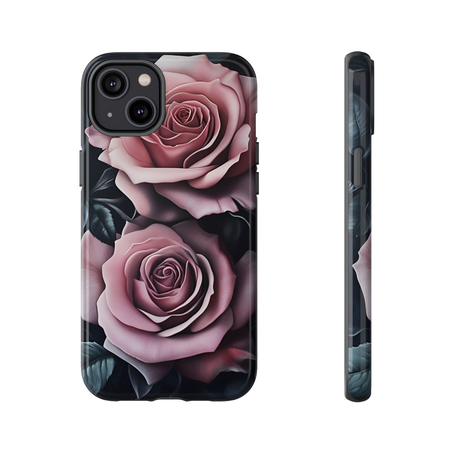 Pastel Goth Roses Phone Case - Gothic Black and Pink Flowers Phone Cases - iPhone 16 15 14 13 12 11, Samsung Galaxy & Google Pixel Phone Covers