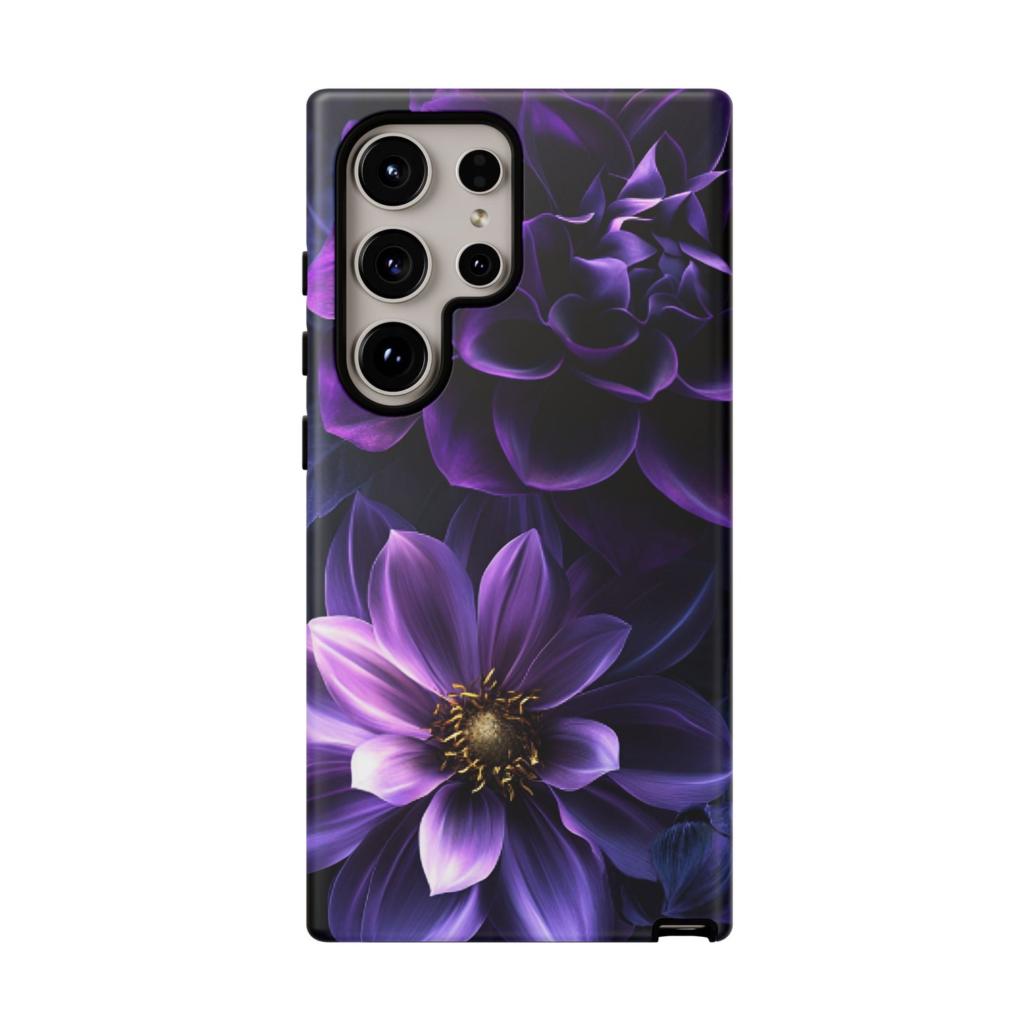 Black and Purple Flowers Phone Case - Dark Gothic Bloom Phone Cases for iPhone 16 15 14 13 12 11, Samsung Galaxy & Google Pixel