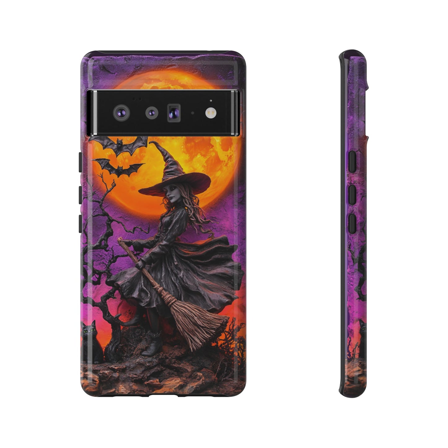 Witch and Bats Phone Case - Witchy Halloween Phone Cases - iPhone 16 15 14 13 12 11, Samsung Galaxy & Google Pixel Phone Covers