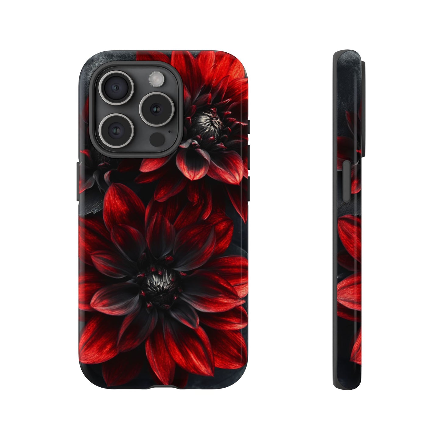 Black and Red Flower Phone Case - Gothic Dark Floral Phone Cases for iPhone 16 15 14 13 12 11, Samsung Galaxy & Google Pixel