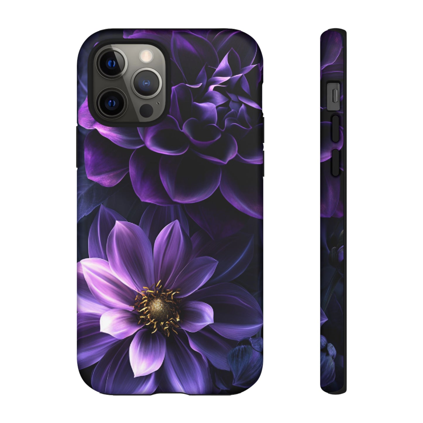 Black and Purple Flowers Phone Case - Dark Gothic Bloom Phone Cases for iPhone 16 15 14 13 12 11, Samsung Galaxy & Google Pixel