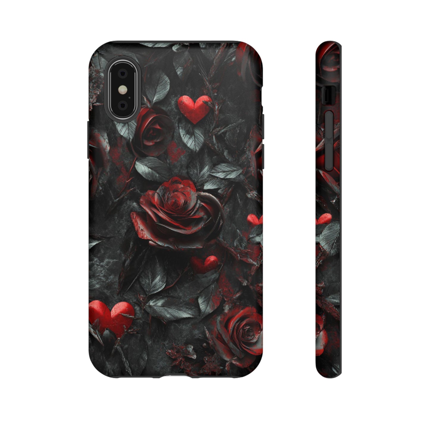 Gothic Valentine Phone Case - Dark Romance Roses and Hearts - iPhone 16 15 14 13 12 11, Samsung Galaxy & Google Pixel Phone Covers - Boo and Bewear