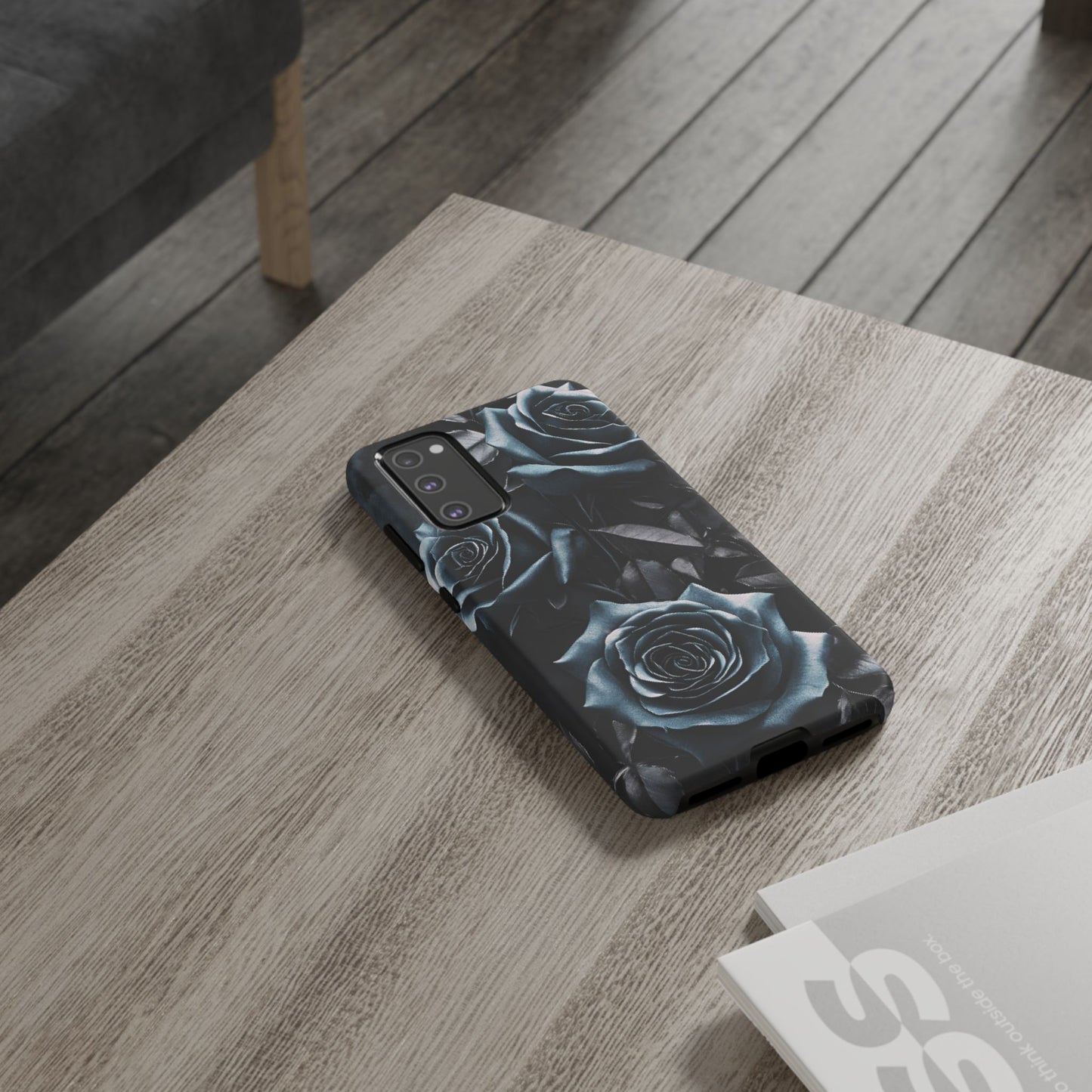 Black and Blue Roses Phone Case - Dark and Moody Gothic Flower Phone Cases - iPhone 16 15 14 13 12 11, Samsung Galaxy & Google Pixel Phone Covers