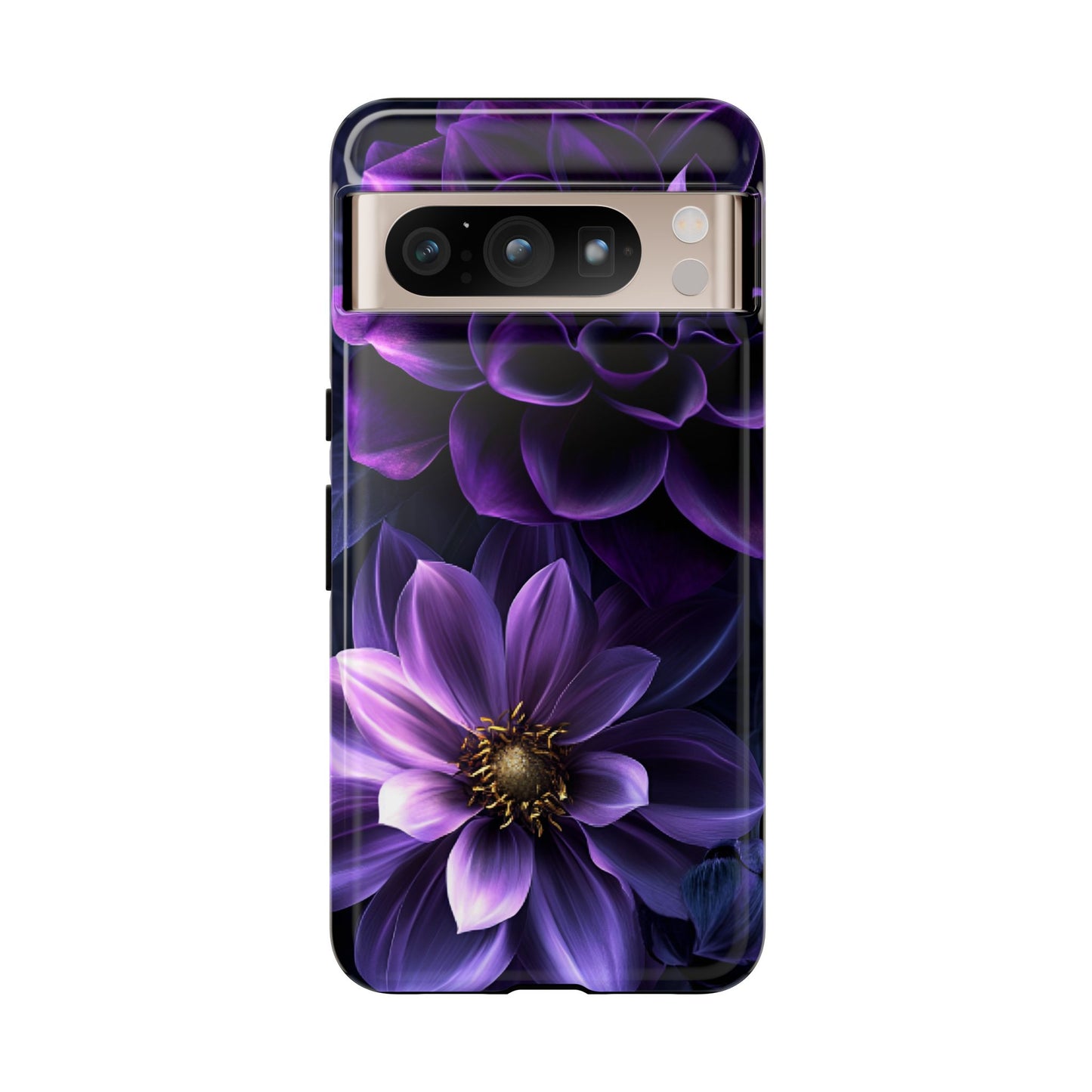 Black and Purple Flowers Phone Case - Dark Gothic Bloom Phone Cases - iPhone 16 15 14 13 12 11, Samsung Galaxy & Google Pixel Phone Covers