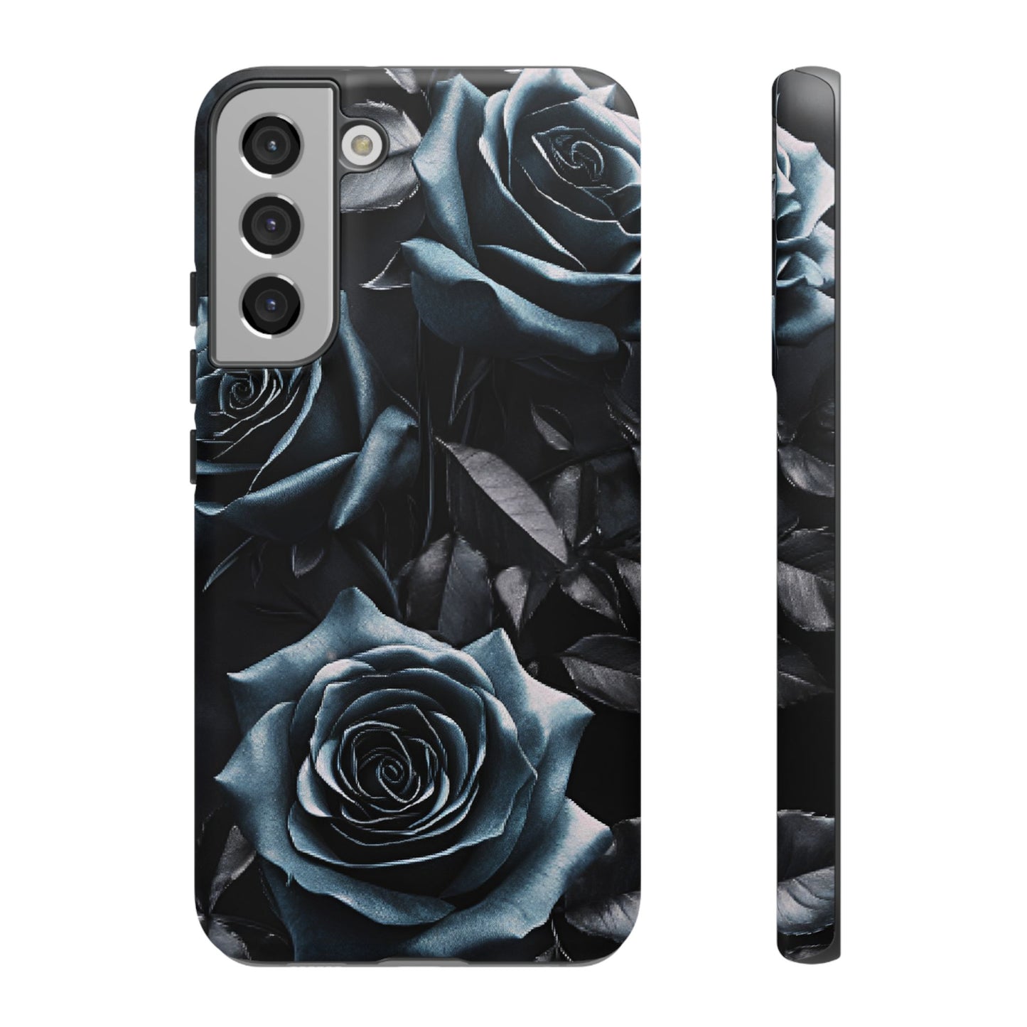 Black and Blue Roses Phone Case - Dark and Moody Gothic Flower Phone Cases for iPhone 16 15 14 13 12 11, Samsung Galaxy & Google Pixel