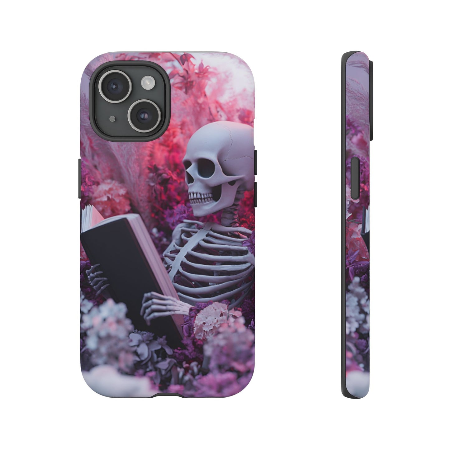 Bookish Skeleton Phone Case - Spooky Floral Halloween Phone Cases for Phone 16 15 14 13 12 11, Samsung Galaxy & Google Pixel