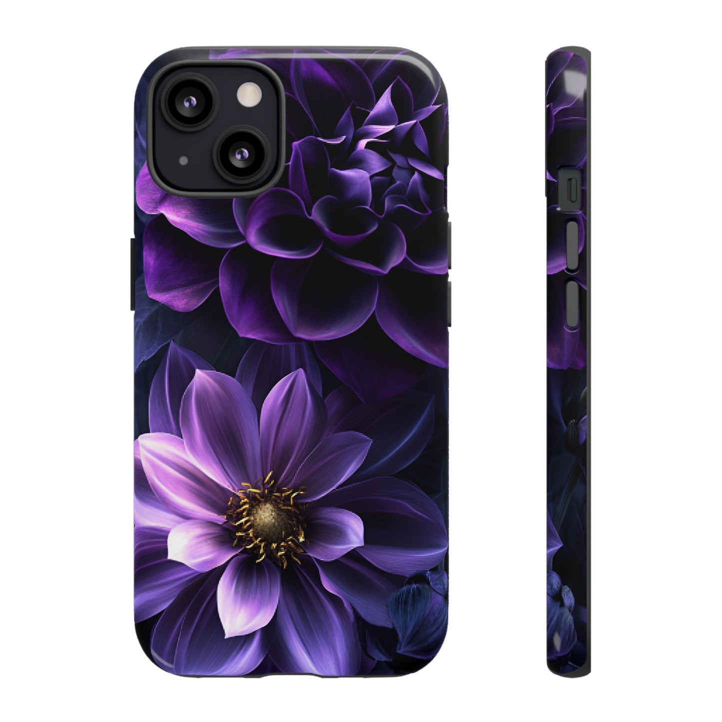 Black and Purple Flowers Phone Case - Dark Gothic Bloom Phone Cases for iPhone 16 15 14 13 12 11, Samsung Galaxy & Google Pixel