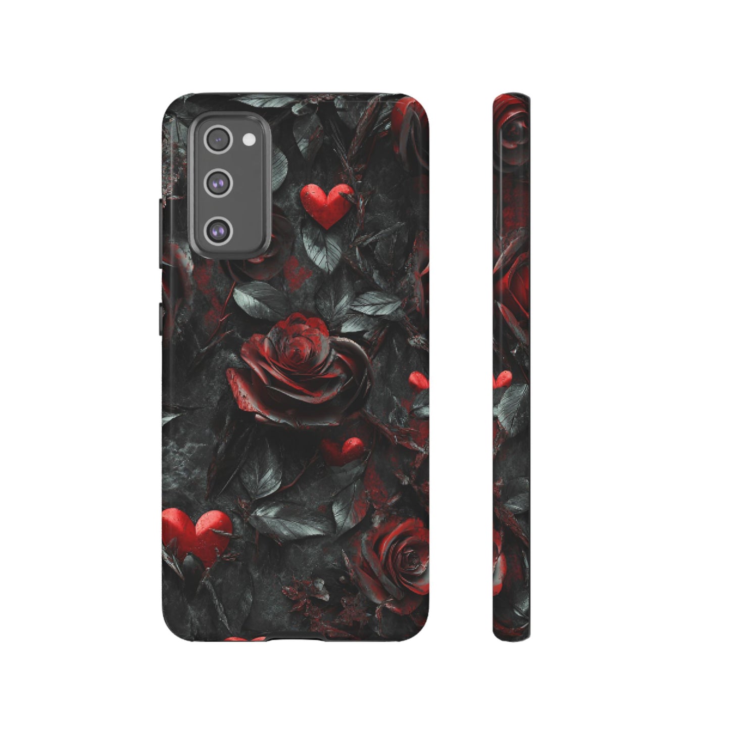 Gothic Valentine Phone Case - Dark Romance Roses and Hearts - iPhone 16 15 14 13 12 11, Samsung Galaxy & Google Pixel Phone Covers