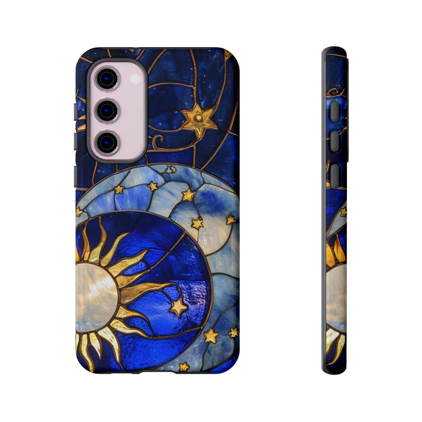 Moon and Sun Stained Glass Phone Case for iPhone 16 15 14 13 12 11, Samsung Galaxy & Google Pixel