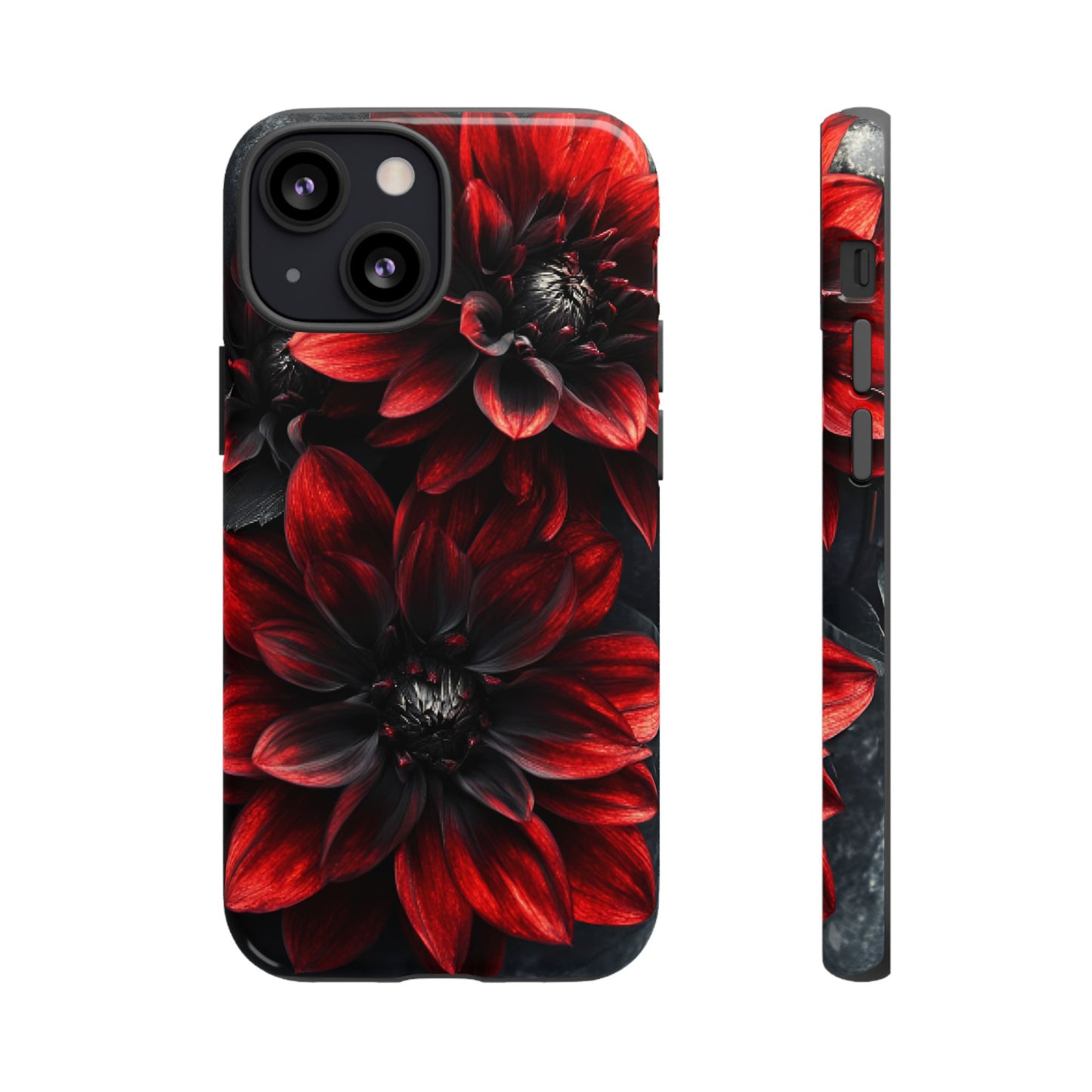 Black and Red Flower Phone Case - Gothic Dark Floral Phone Cases - iPhone 16 15 14 13 12 11, Samsung Galaxy & Google Pixel Phone Covers