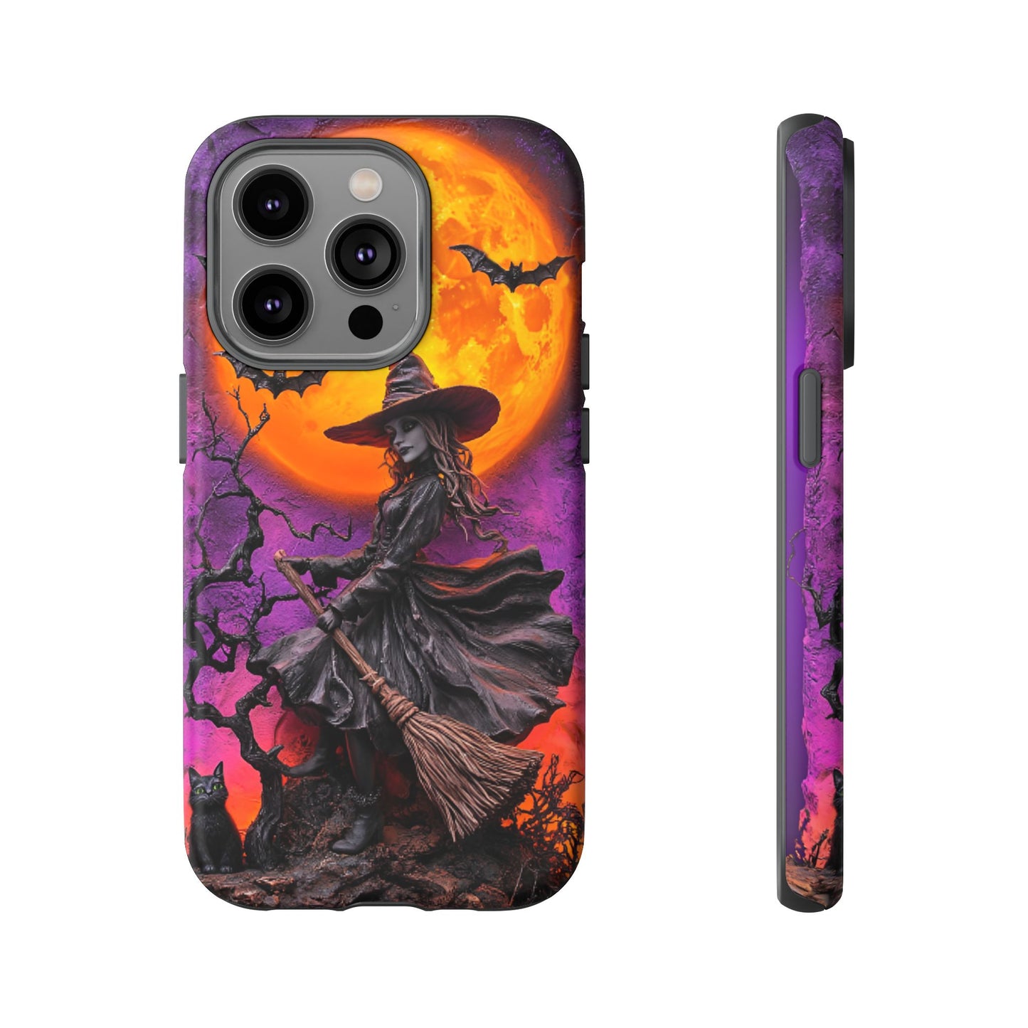 Witch and Bats Phone Case - Witchy Halloween Phone Cases for iPhone 16 15 14 13 12 11, Samsung Galaxy & Google Pixel