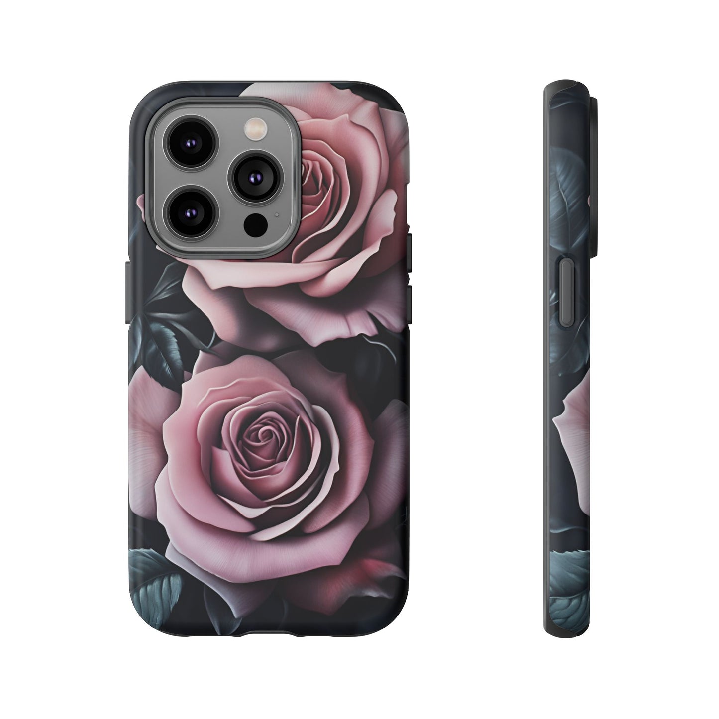 Pastel Goth Roses Phone Case - Gothic Black and Pink Flowers Phone Cases - iPhone 16 15 14 13 12 11, Samsung Galaxy & Google Pixel Phone Covers