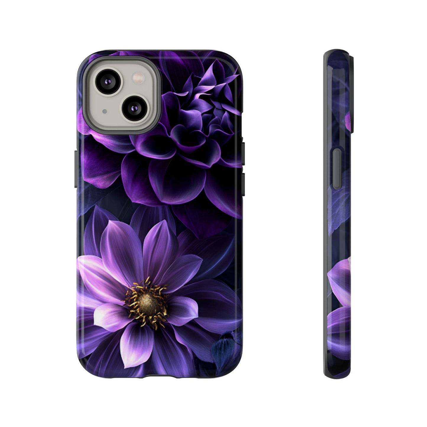 Black and Purple Flowers Phone Case - Dark Gothic Bloom Phone Cases for iPhone 16 15 14 13 12 11, Samsung Galaxy & Google Pixel