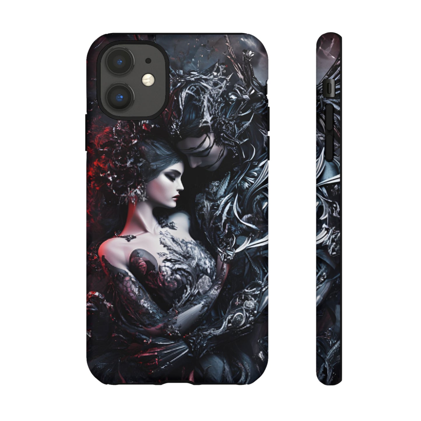 Gothic Couple Phone Case - Victorian Goth Valentine's Day Phone Cases for iPhone 16 15 14 13 12 11, Samsung Galaxy & Google Pixel